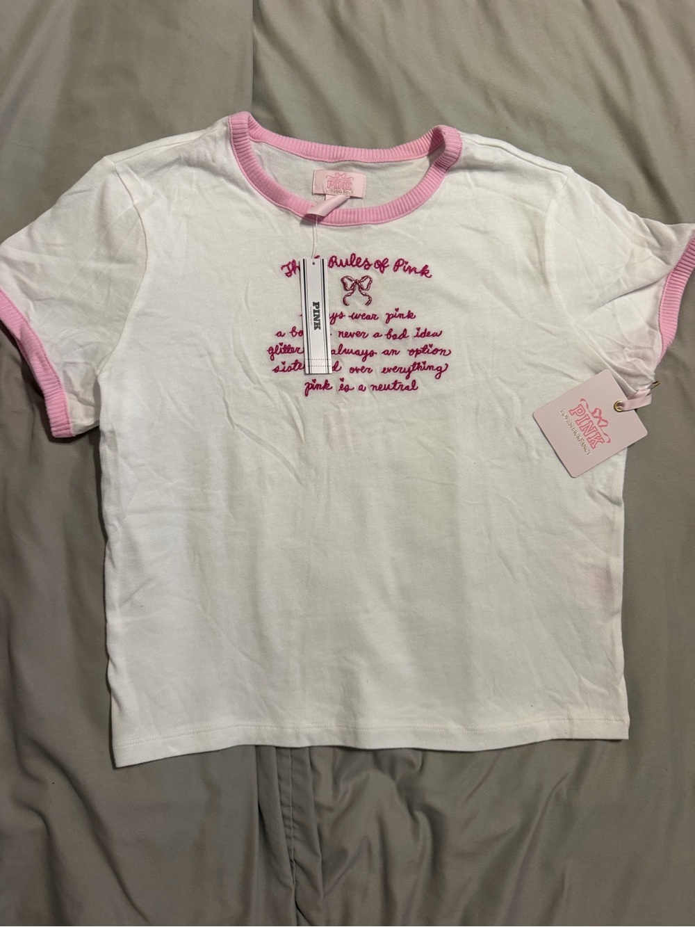 PINK x LoveShackFancy 5 Rules of Pink Retro Tee NWT M